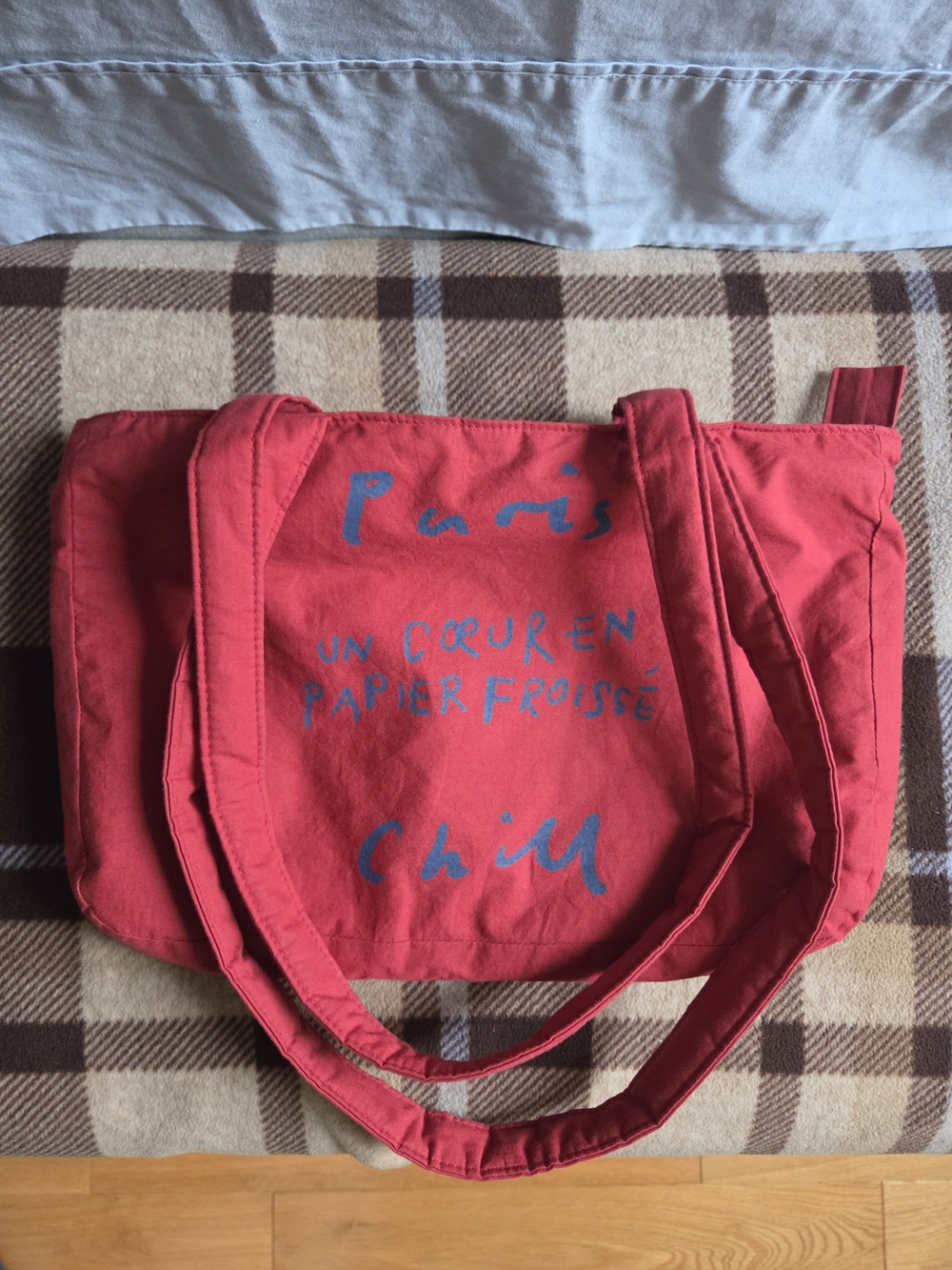 Korean Brand HOTEL PARIS CHILL Red Canvas Tote Bag
